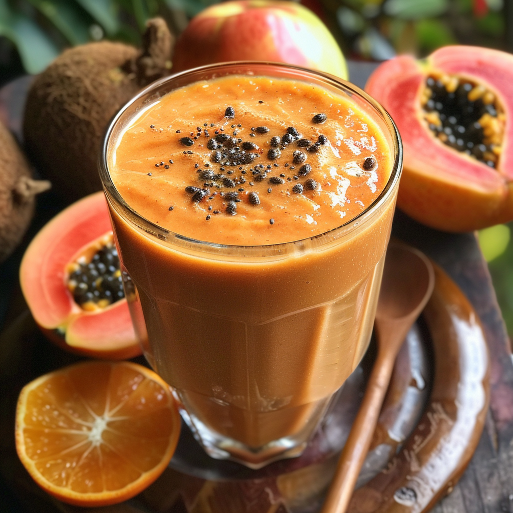 Zumo Batido de Papaya Manzana y Naranja