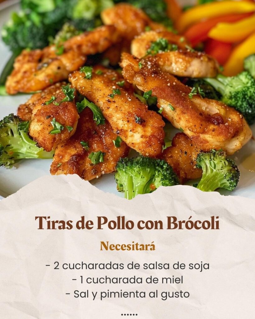 Tiras de Pollo con Brócoli