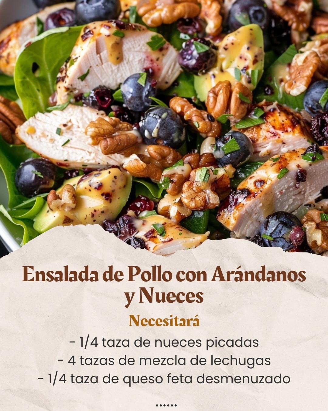 Ensalada de Pollo con Arándanos y Nueces