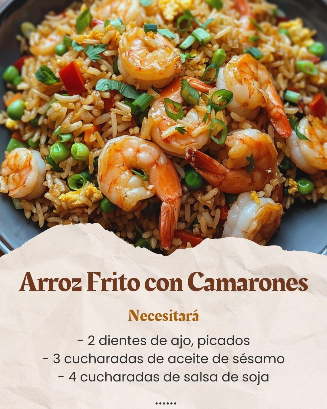 Arroz Frito con Camarones al Estilo Asiático