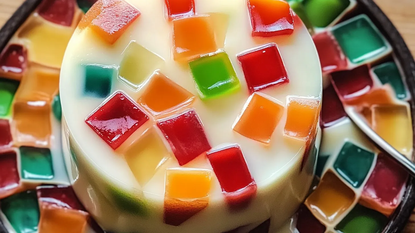 Gelatina Mosaico de Durazno con Leche