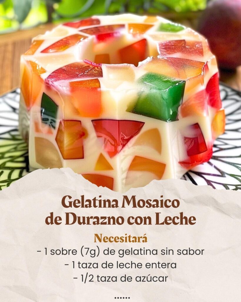 Gelatina Mosaico de Durazno con Leche