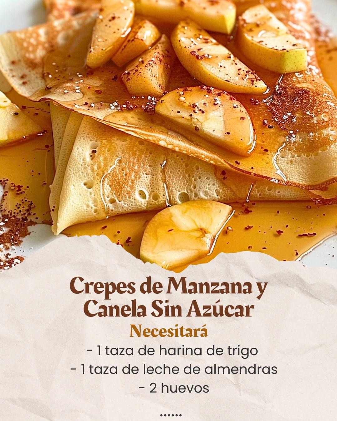 Crepes de Manzana y Canela Sin Azúcar