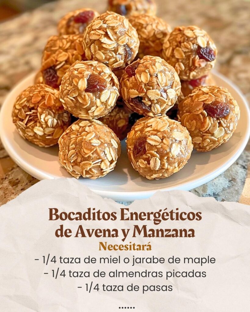 Bocaditos Energéticos con Avena y Trozos de Manzana