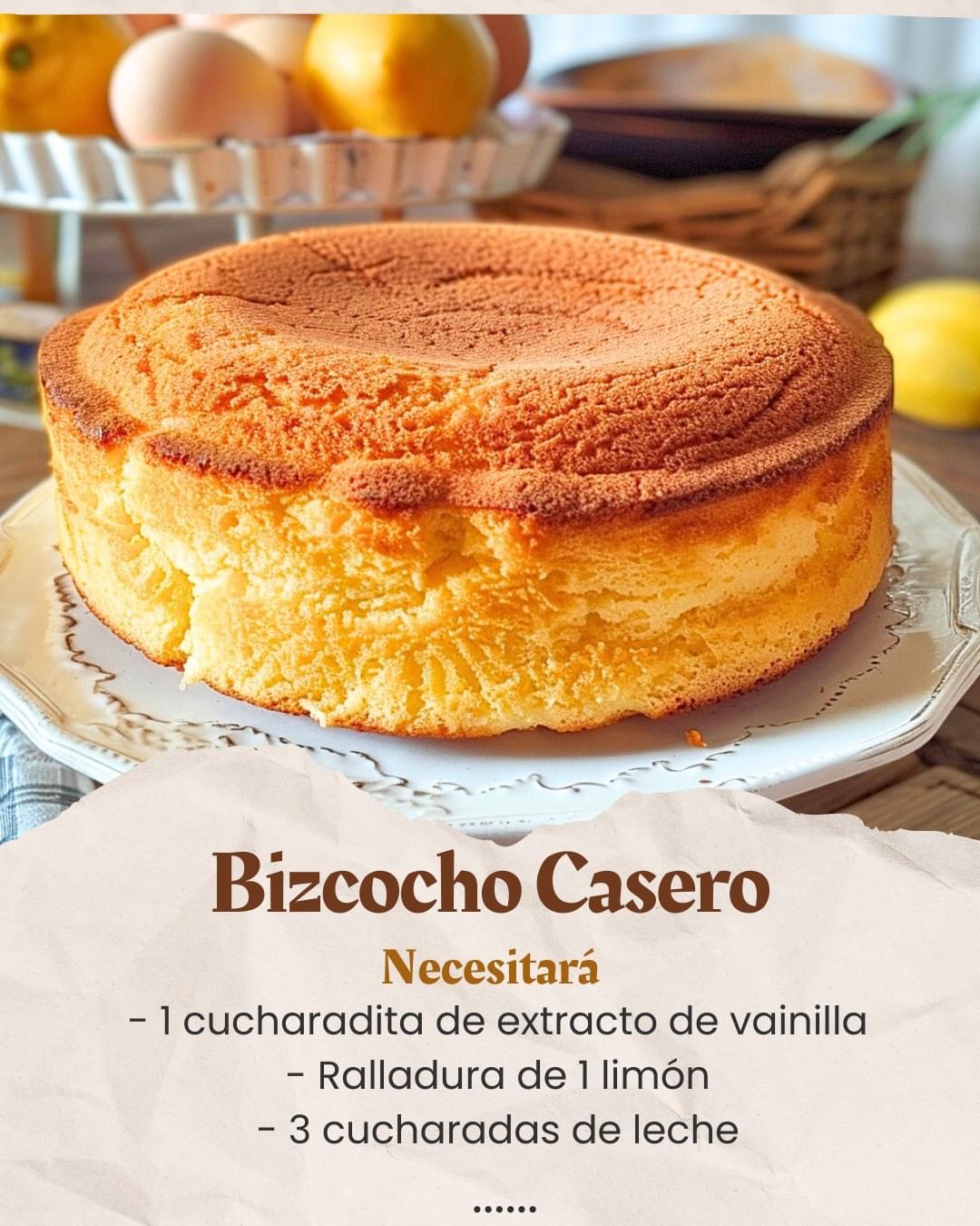 Bizcocho Casero: Bizcocho Esponjoso de Vainilla y Limón