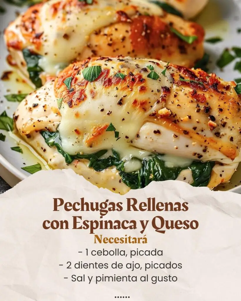 Pechugas Rellenas con Espinaca y Queso: Un Placer Saludable y Satisfactorio 2 Pechugas Rellenas con Espinaca y Queso