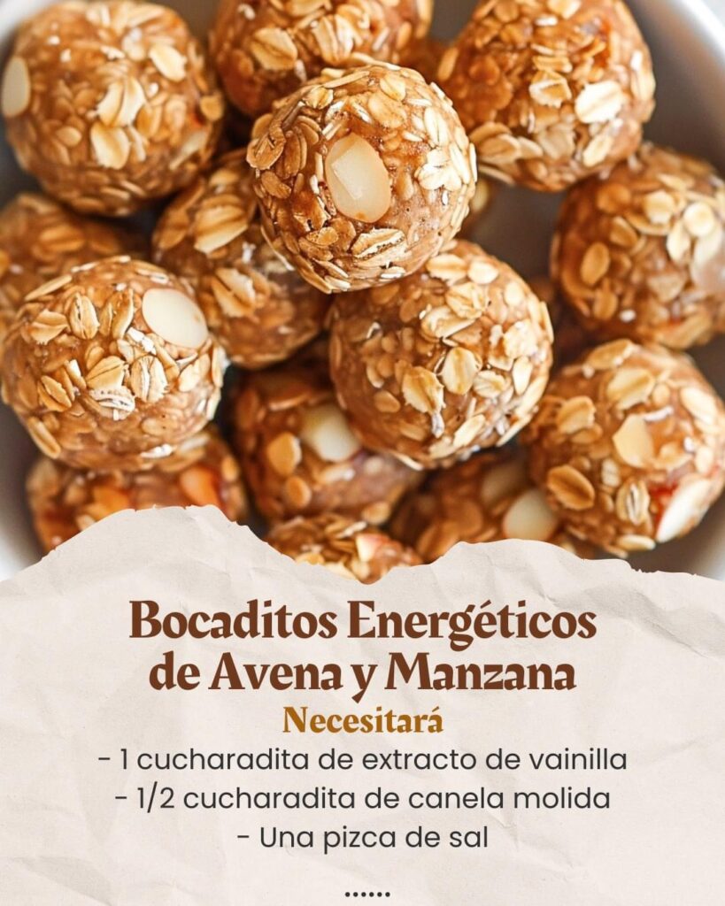 Bocaditos Energéticos con Avena y Trozos de Manzana