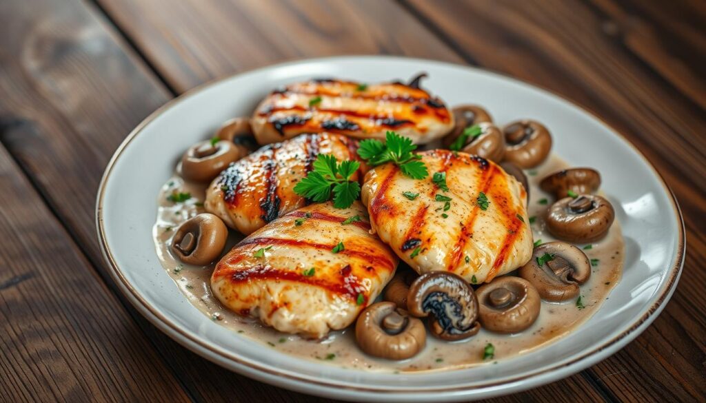 Pollo y champiñones