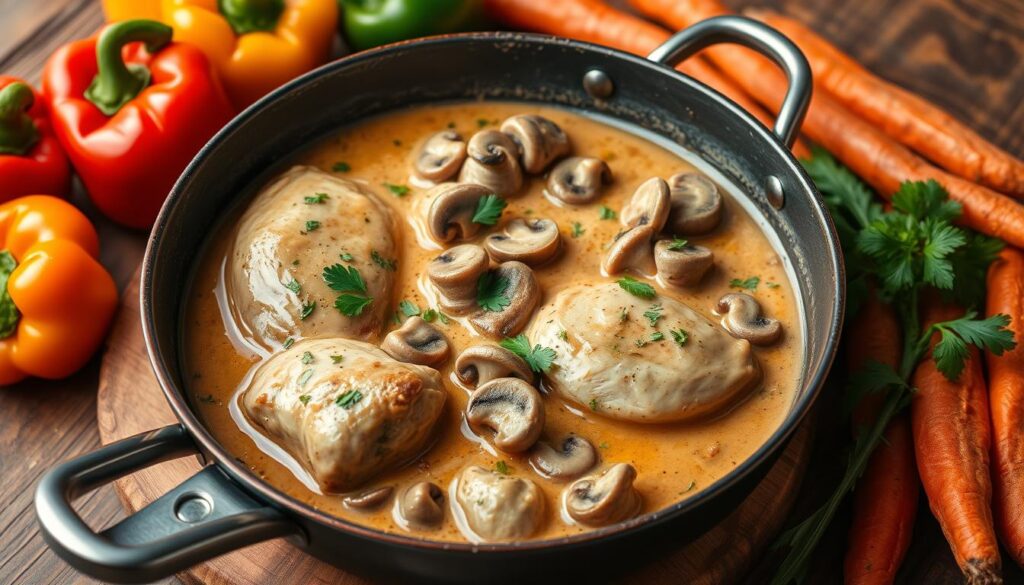Salsa de champiñones con pollo