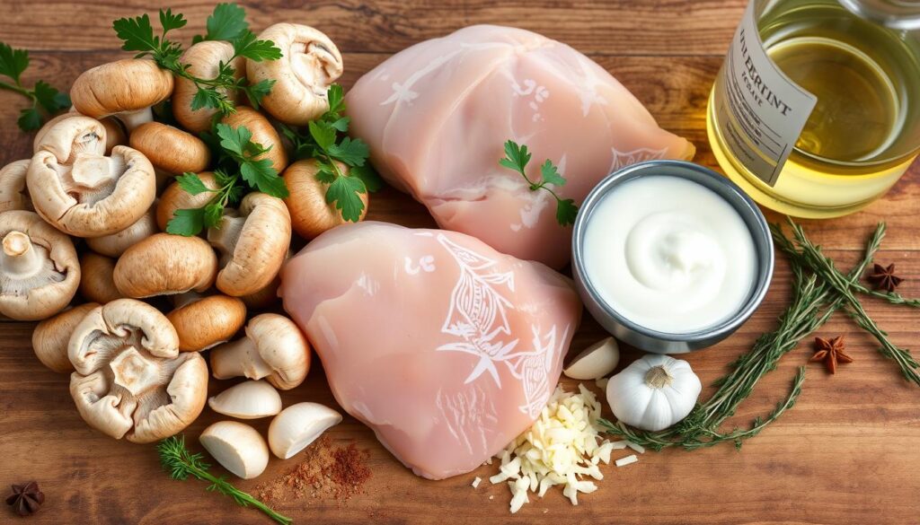 ingredientes salsa de champiñones con pollo
