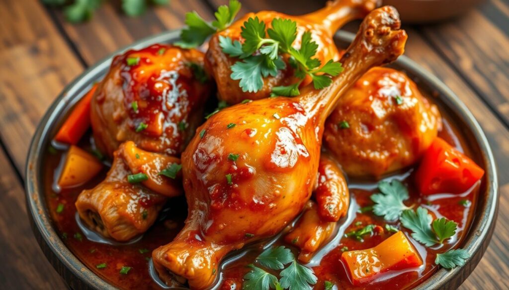 muslos de pollo en salsa