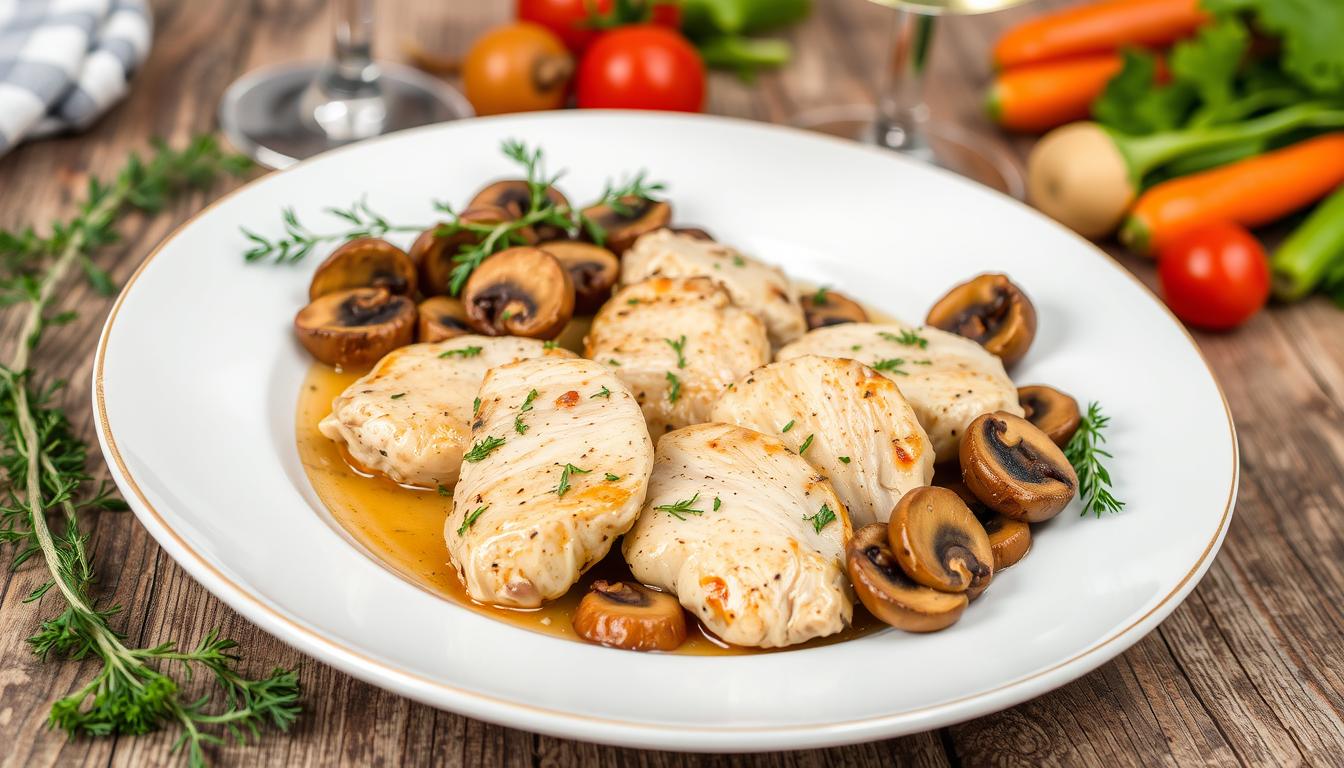 pollo y champiñones