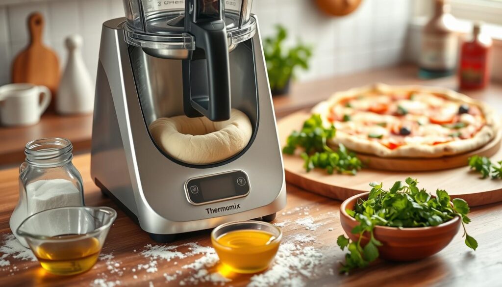 preparación de la masa de pizza de Thermomix