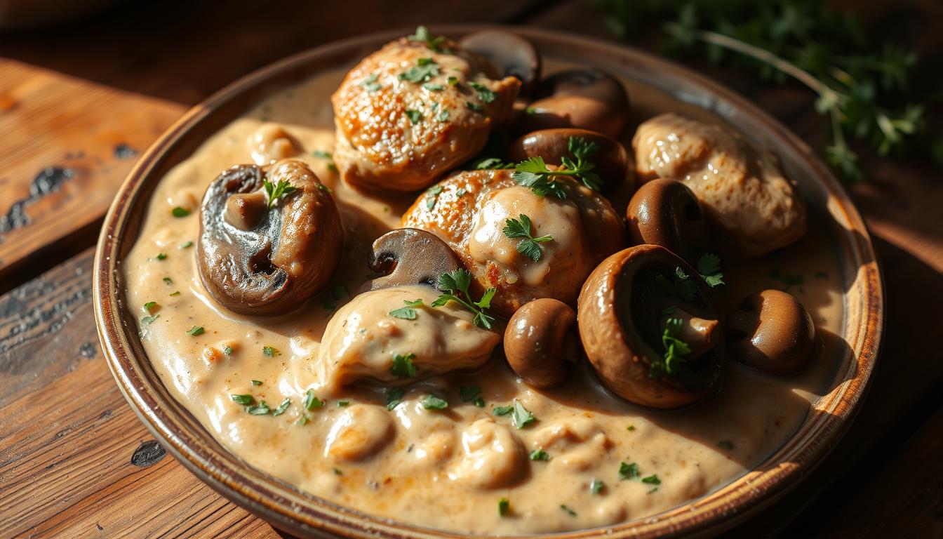 salsa champiñones pollo