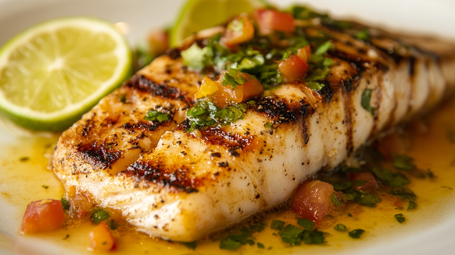 Pescado a la Parrilla con Salsa de Limón y Ajo