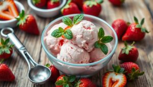 helado casero de fresas