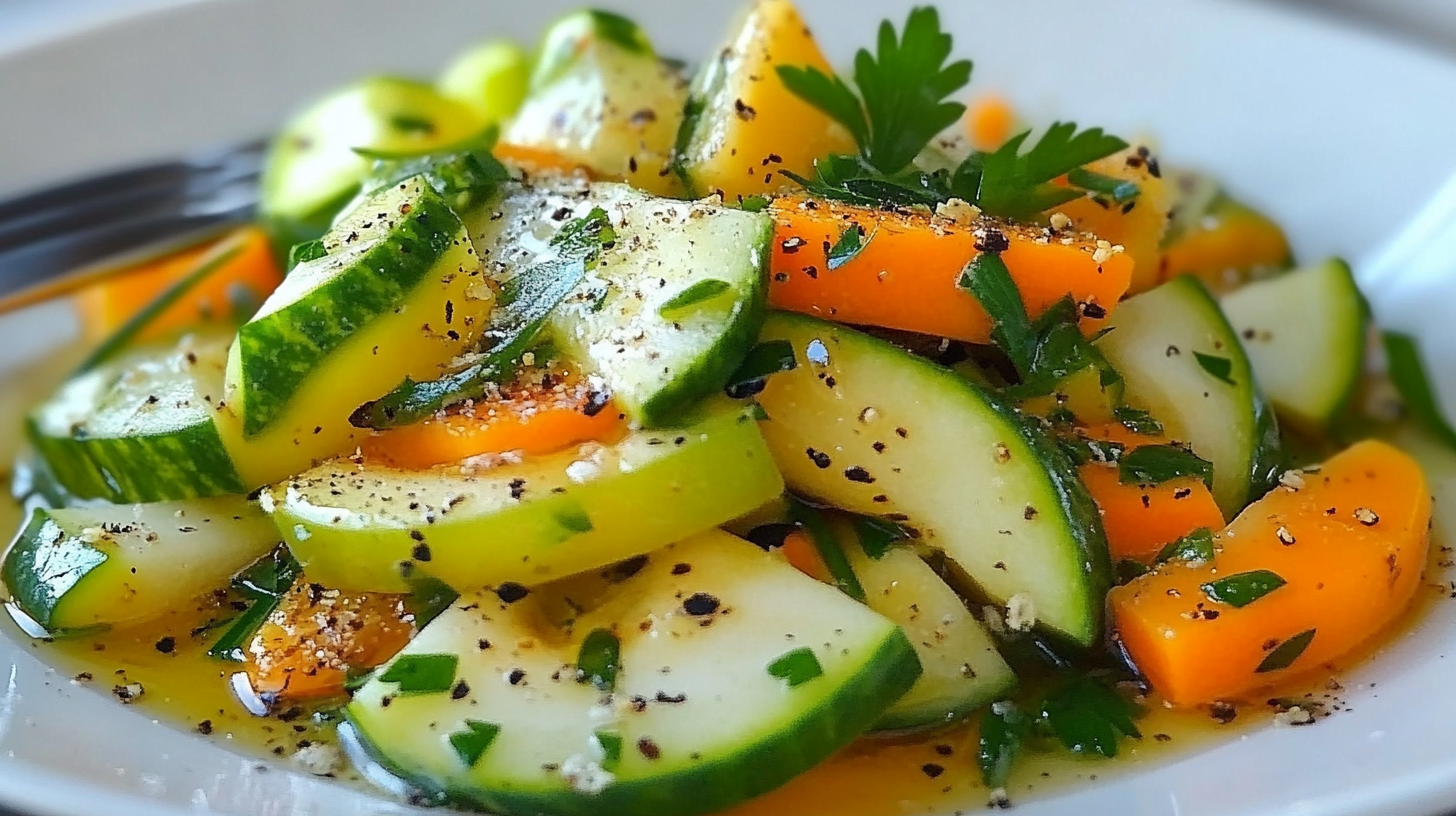 Ensalada de Pepino y Zanahoria con Vinagreta de Mostaza