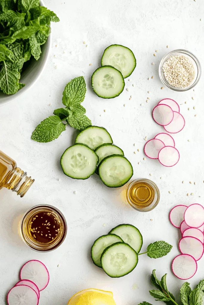 Ensalada de Pepino y Rábanos con Vinagreta de Miel