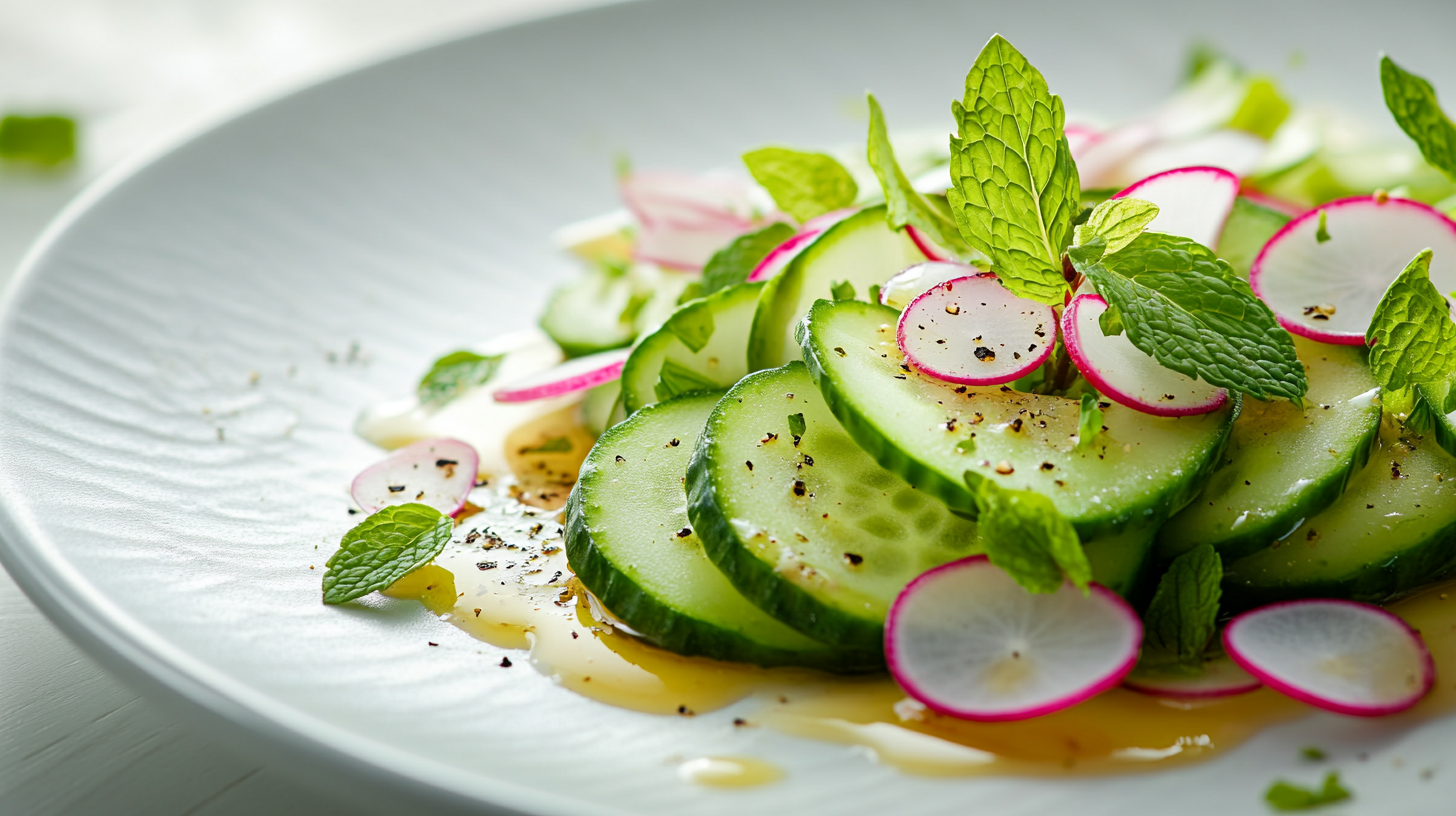 Ensalada de Pepino y Rábanos con Vinagreta de Miel