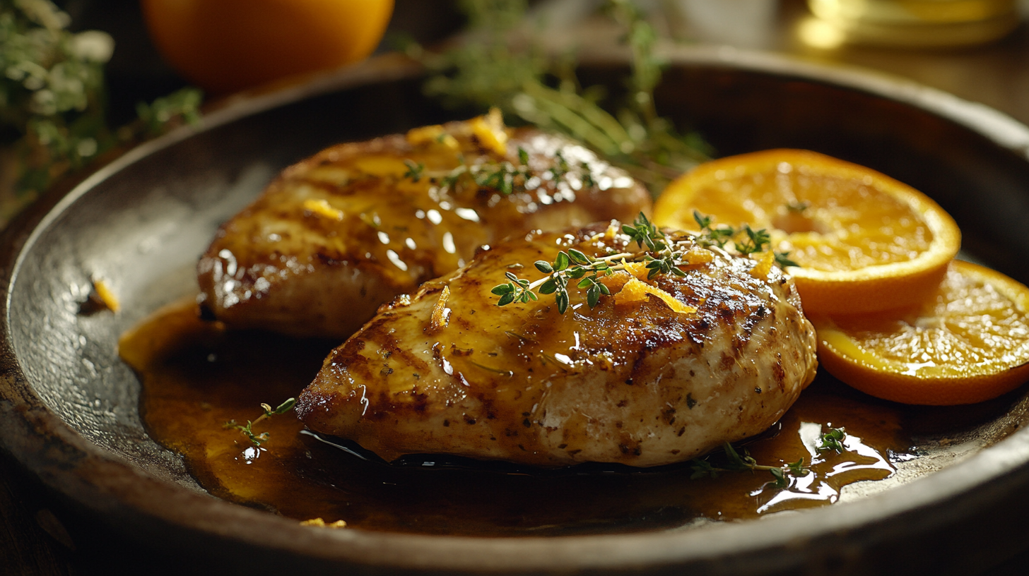 Pechuga de Pollo con Miel y Mostaza a la Naranja