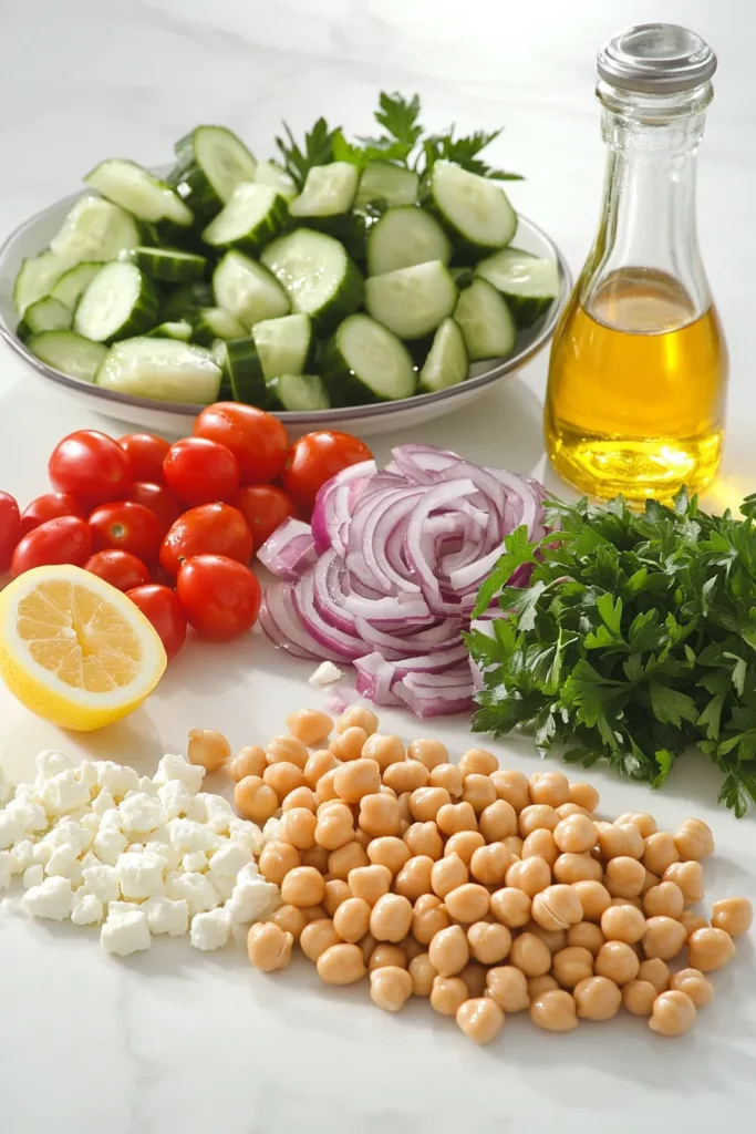 Ensalada Griega de Garbanzos con Lim&oacute;n y Aceite de Oliva