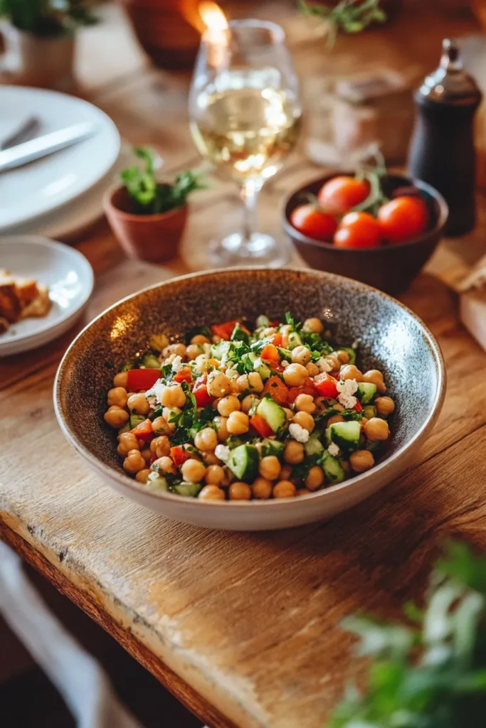 Ensalada Griega de Garbanzos con Lim&oacute;n y Aceite de Oliva