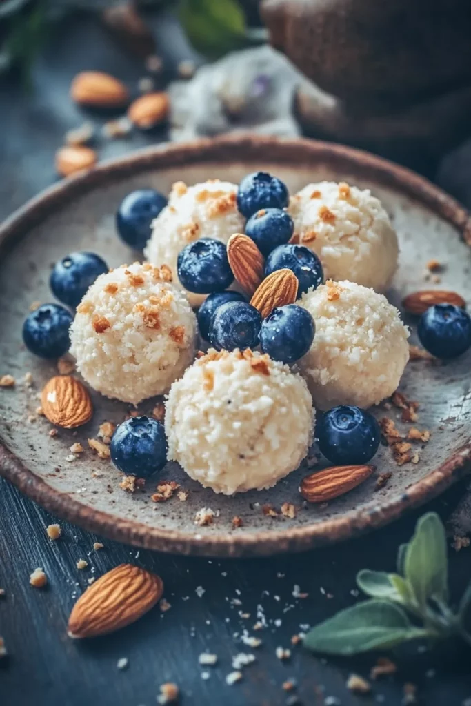 Bolitas de Queso Crema con Arándanos y Almendras