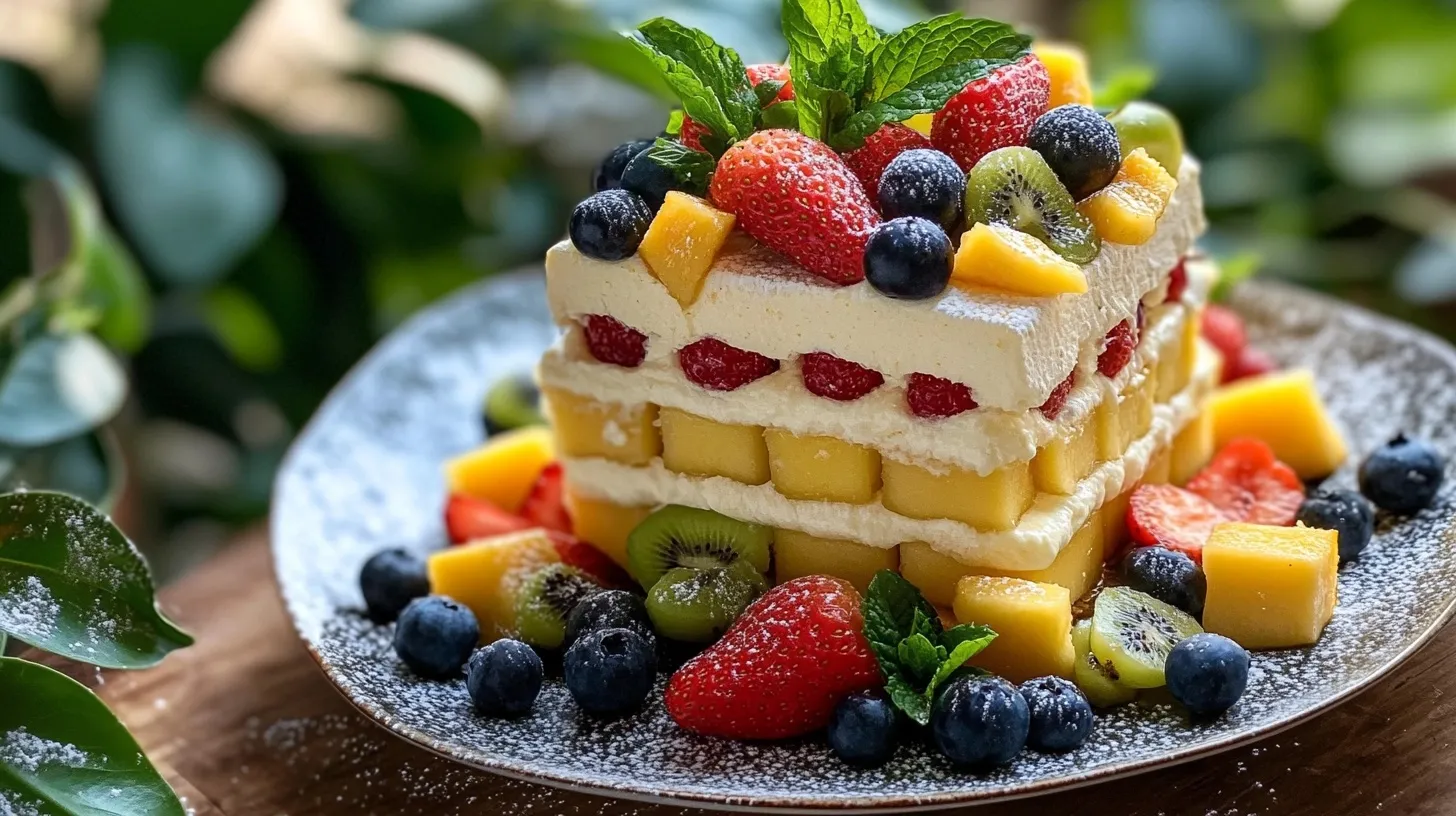 Carlota de limón con frutas