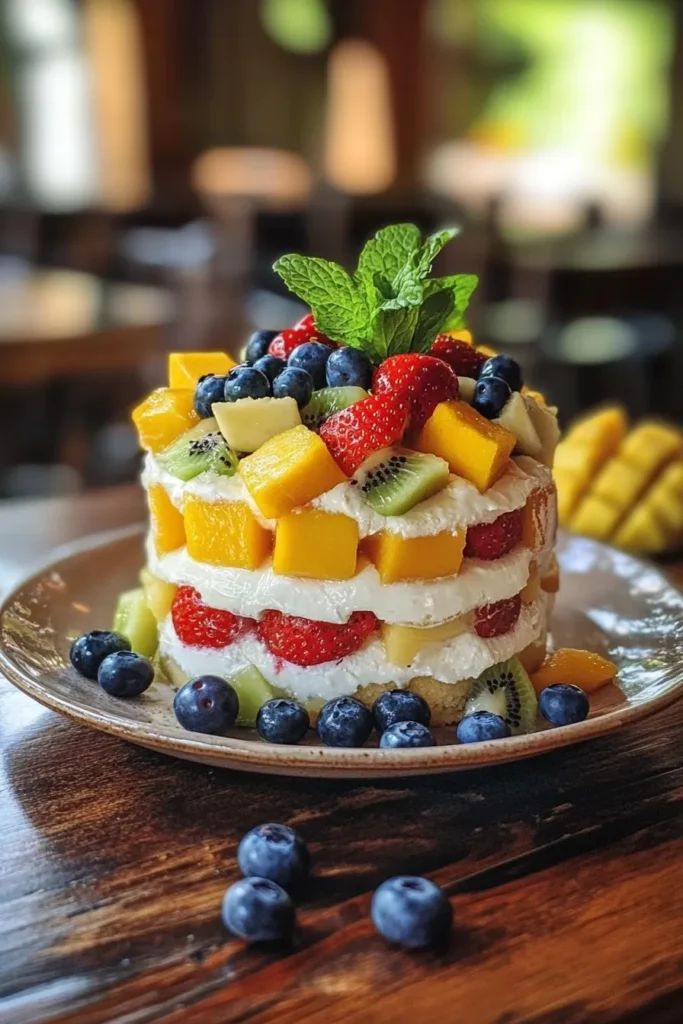 Carlota de limón con frutas