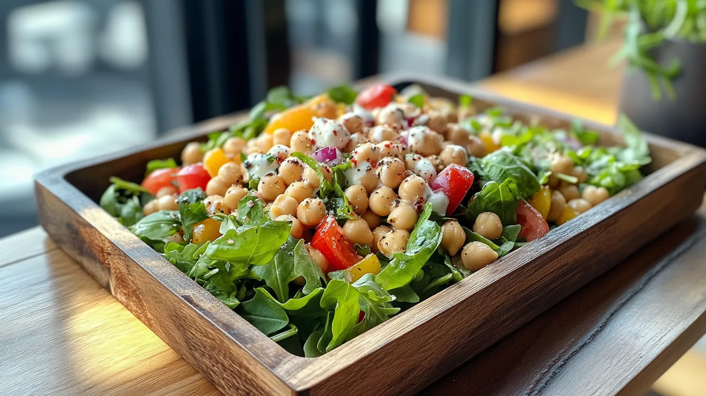 Ensalada Mediterránea de Garbanzos con Crema de Yogur