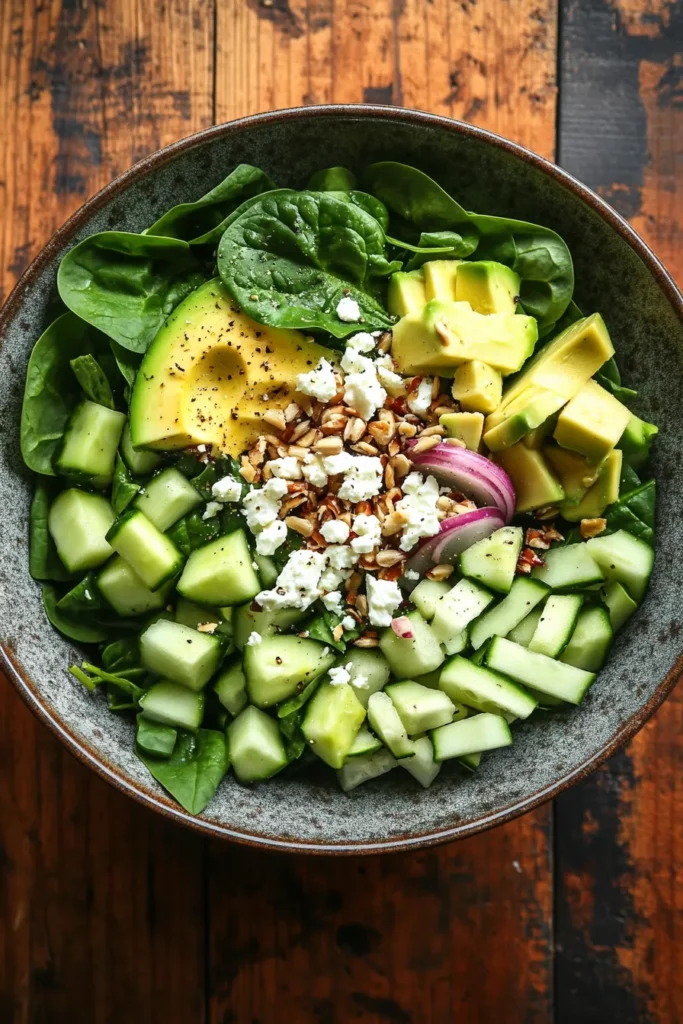 Ensalada de Espinacas Manzana Verde y Semillas de Girasol
