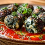 Albóndigas de Espinacas y Ajo Rellenas de Mozzarella