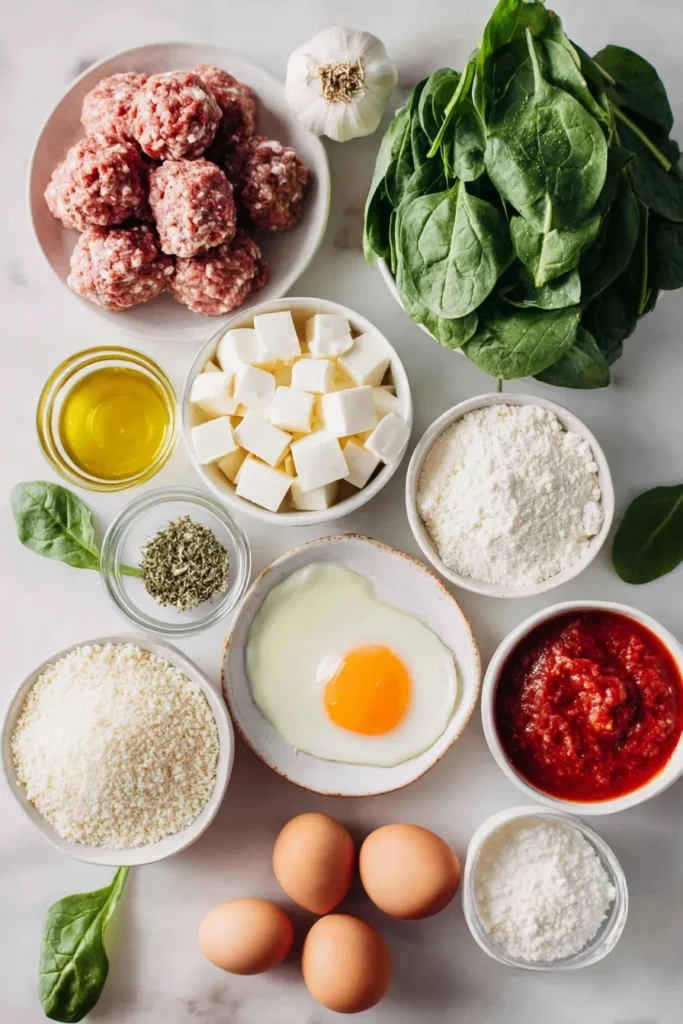 Albóndigas de Espinacas y Ajo Rellenas de Mozzarella