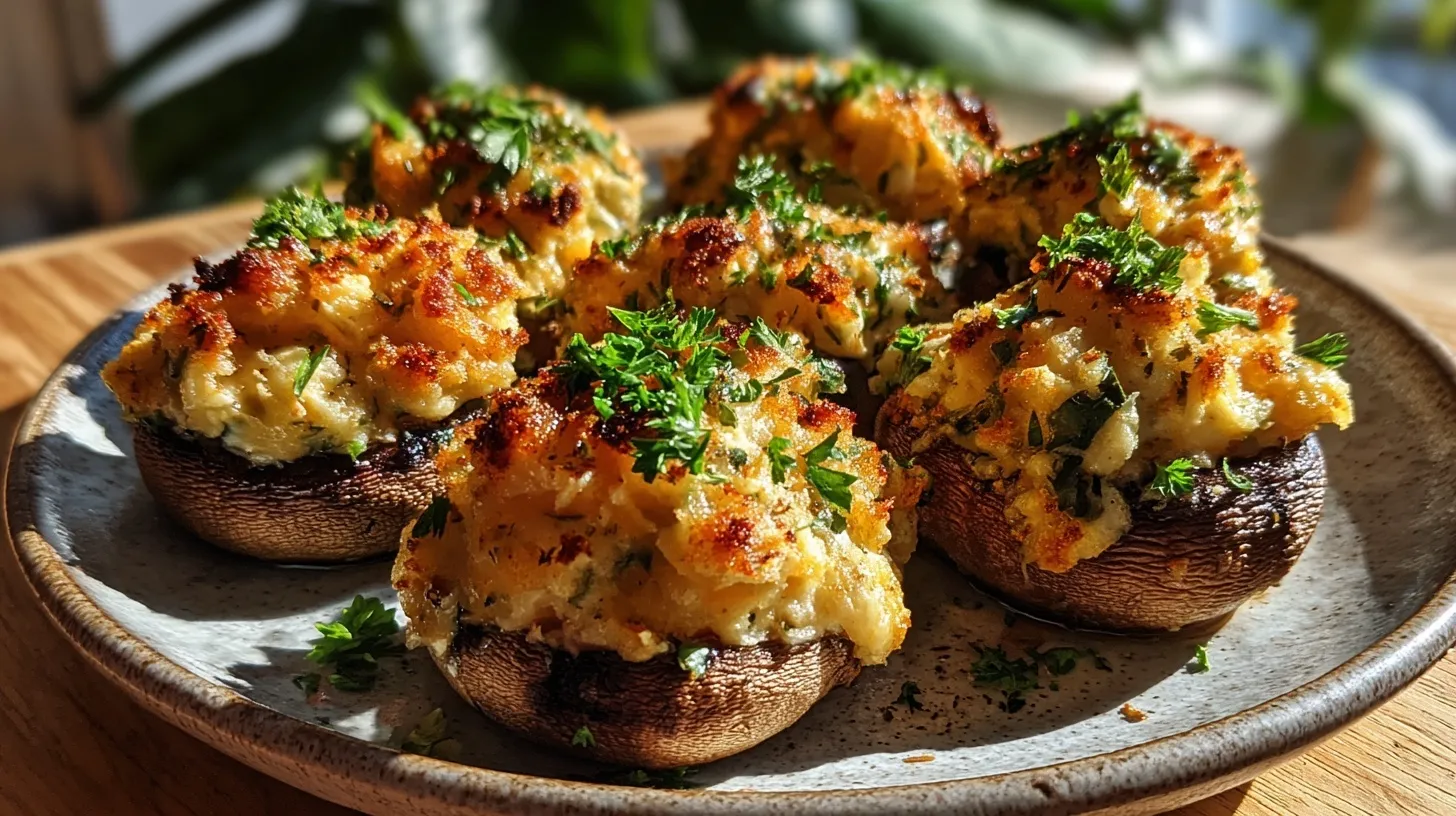 Champiñones rellenos en freidora de aire