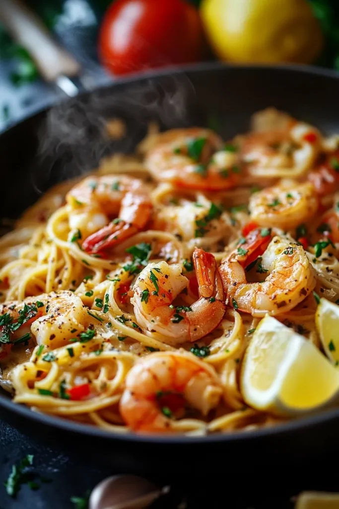 Espaguetis con gambas