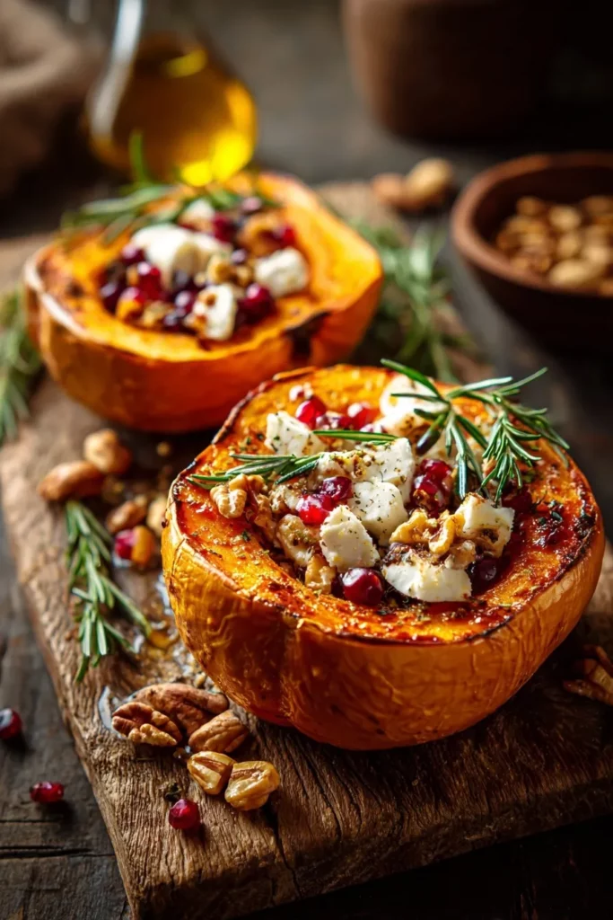 Calabaza Asada con Miel, Arándanos y Queso de Cabra