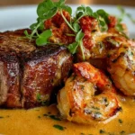 Filete Mignon con Camarones y Salsa de Crema de Langosta