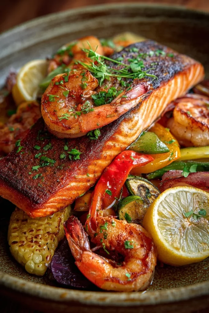Salmón y Camarones
