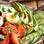 Ensalada de Aguacate Con Tomate Huevos y Pepino