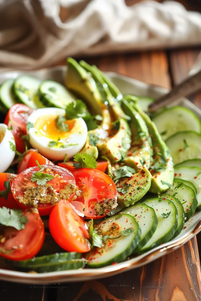 Ensalada de Aguacate Con Tomate Huevos y Pepino Irresistible