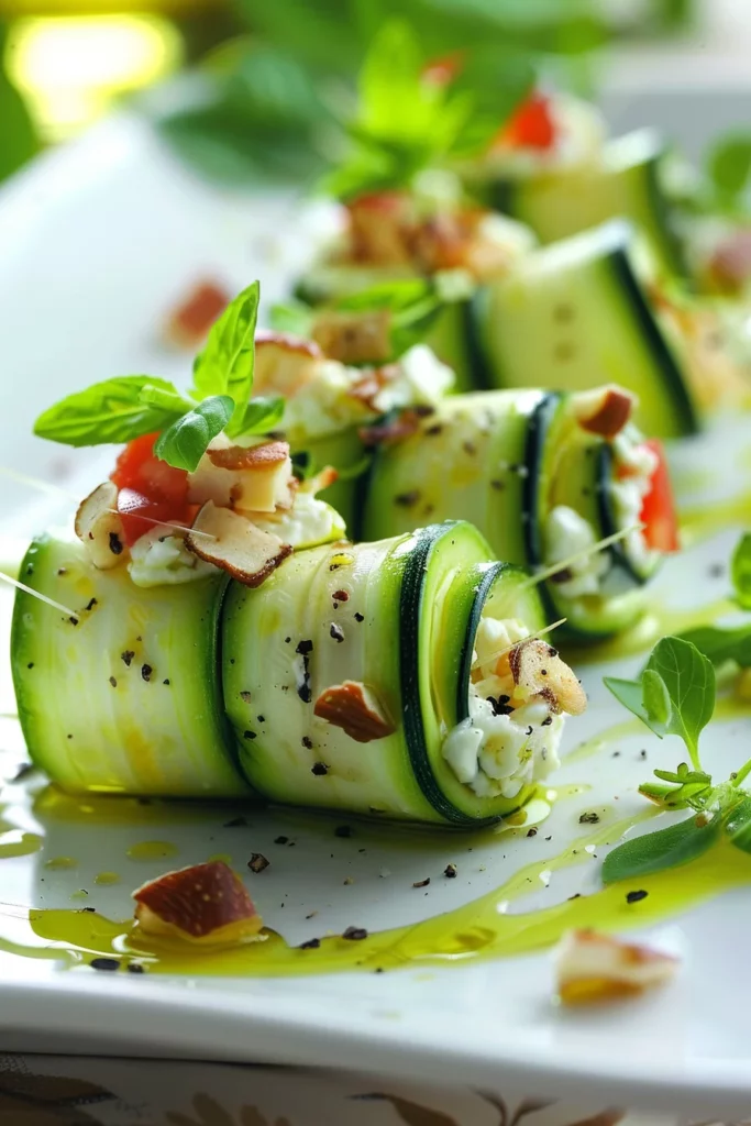 Ensalada Rollitos de Calabacín Con Requesón Deliciosos