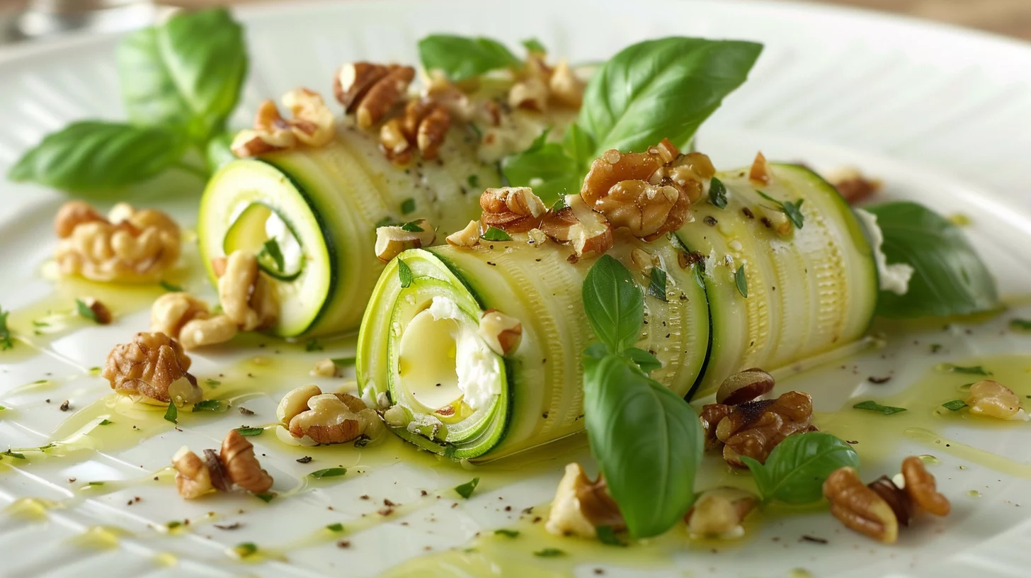 Ensalada Rollitos de Calabacín Con Requesón