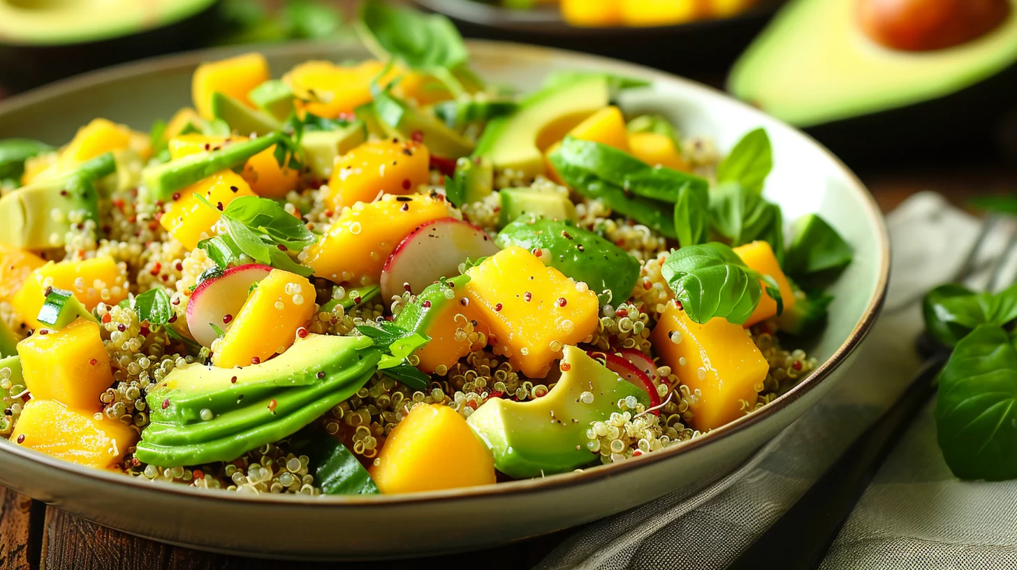 Ensalada Tropical de Quinoa Con Mango y Aguacate