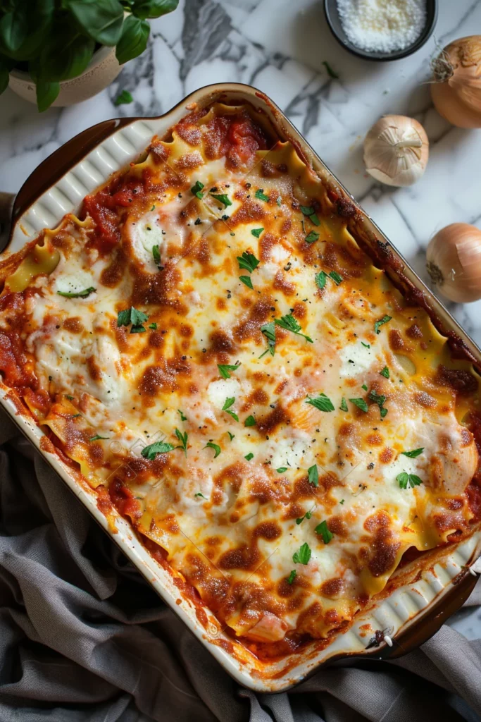 Lasagna de Pollo Con Queso Crema Irresistible y Cremosa