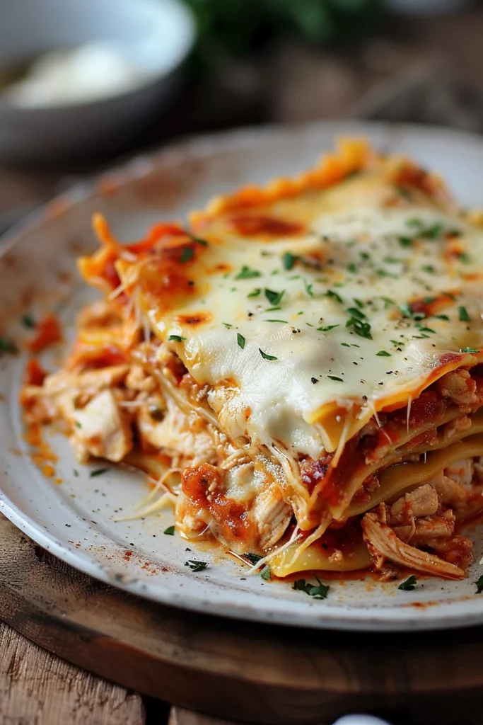 Lasagna de Pollo Con Queso Crema Irresistible y Cremosa