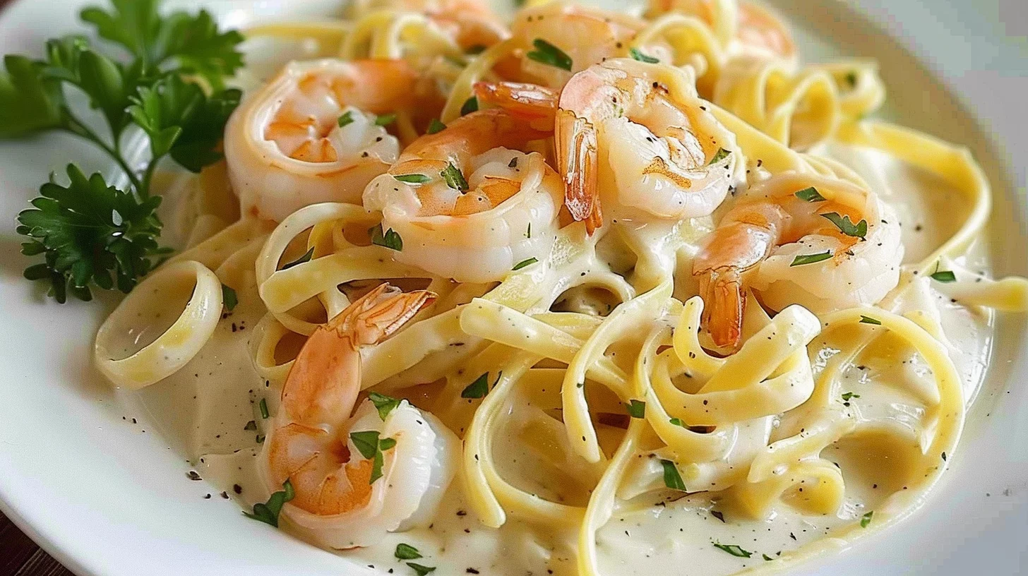 Pasta Alfredo con Camarones