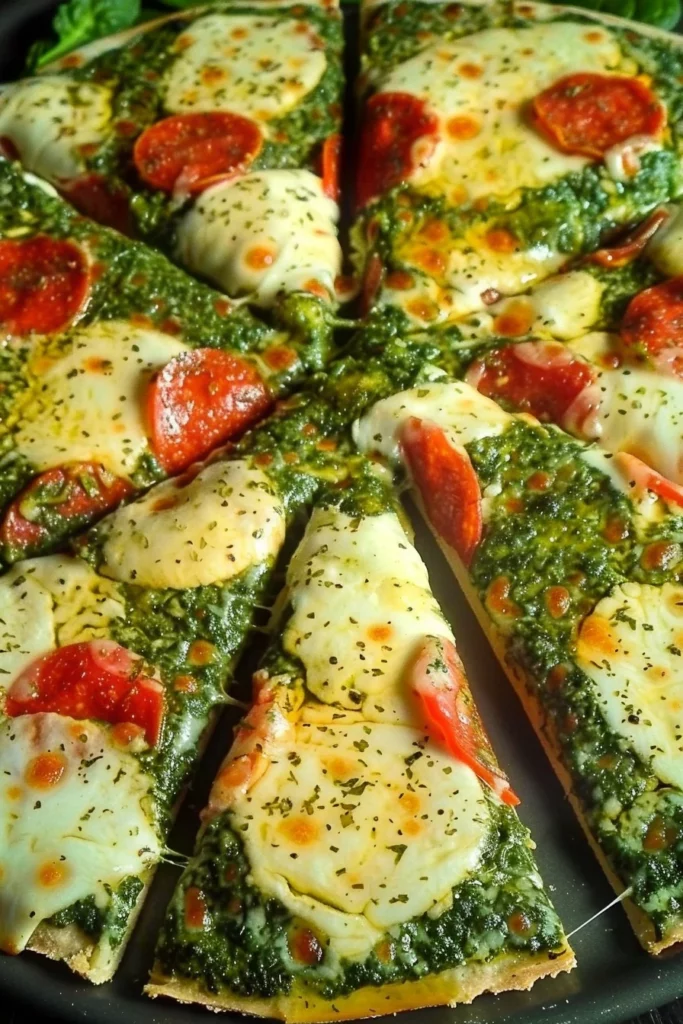 Pizza de Masa de Espinacas Irresistible y Saludable con Queso Mozzarella