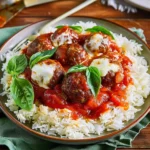 Albóndigas de Carne Con Salsa de Tomate Asado y Queso