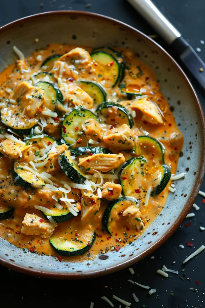 Calabacitas Con Pollo y Queso en Salsa de Chile Poblano - ¡Sabor Excepcional en Cada Bocado!