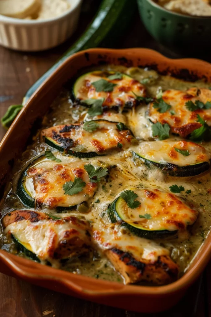 Calabacitas Con Pollo y Queso en Salsa de Chile Poblano - ¡Sabor Excepcional en Cada Bocado!